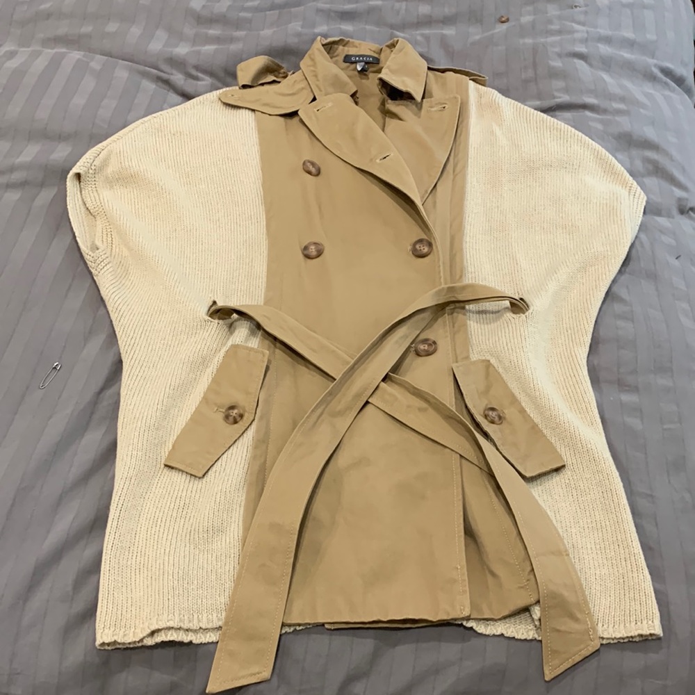 Sweater trench coat in medium